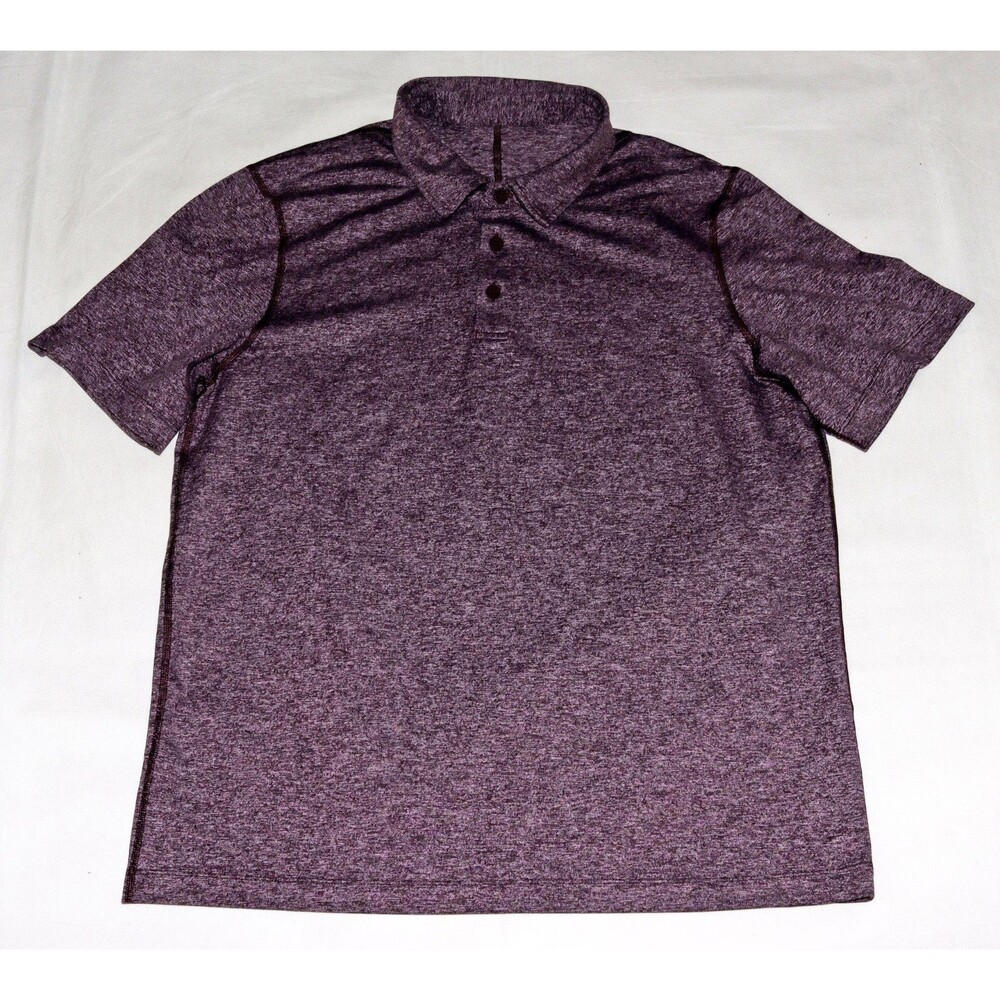 Lululemon Men's Performance Heathered Burgundy‎ Preppy Polo Shirt Size Large